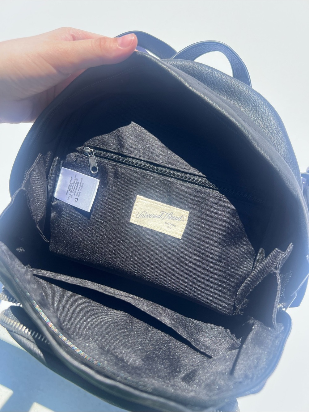 Universal Thread Black Mini Leather-Look Backpack - Picture 5 of 6